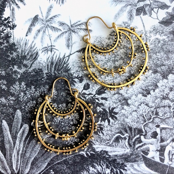 Boho Studded Hoop Earrings - Picture 3 of 3